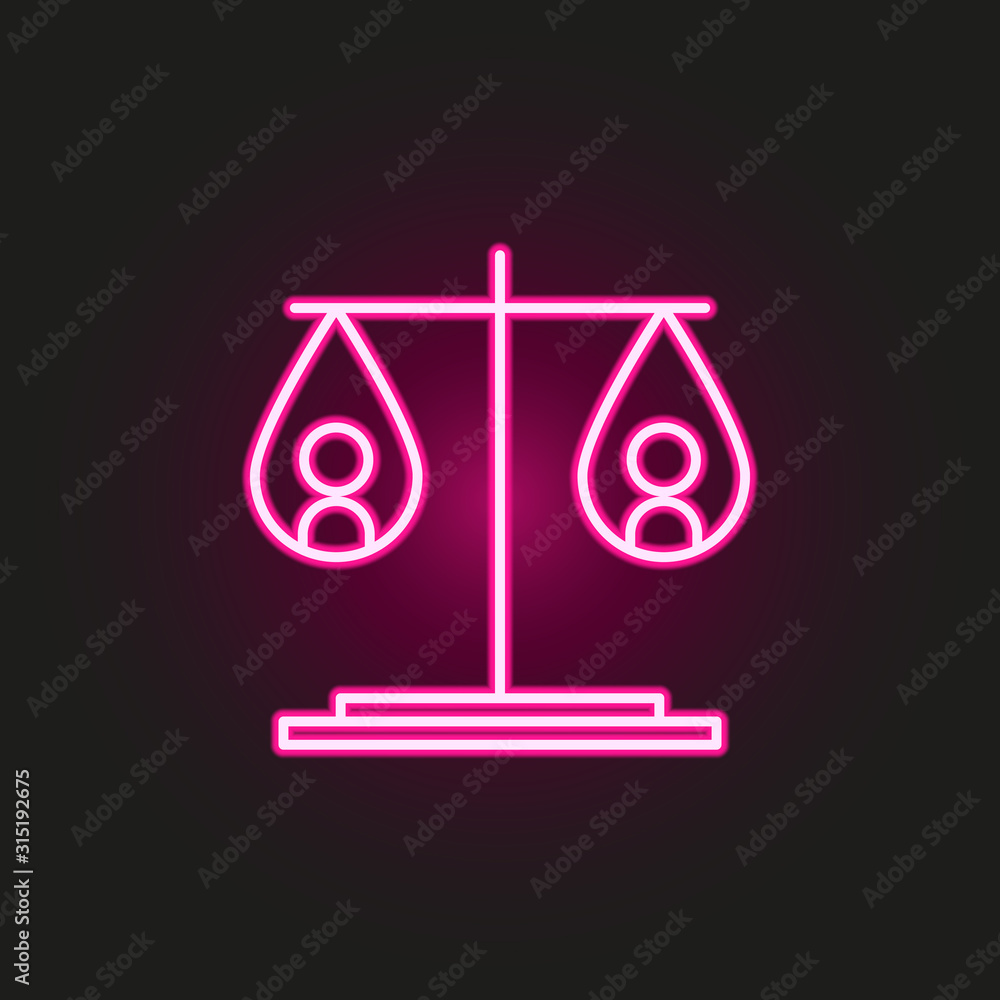Poster equality of weights neon style icon. simple thin line, outline vector of human rights icons for ui a