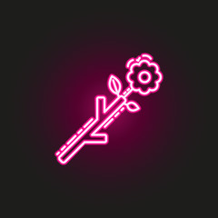 Budding staff neon style icon. Simple thin line, outline vector of judaism icons for ui and ux, website or mobile application