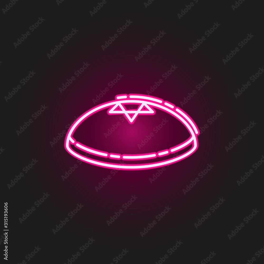 Poster kippah neon style icon. simple thin line, outline vector of judaism icons for ui and ux, website or 