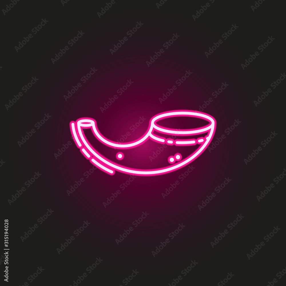 Poster shofar neon style icon. simple thin line, outline vector of judaism icons for ui and ux, website or 