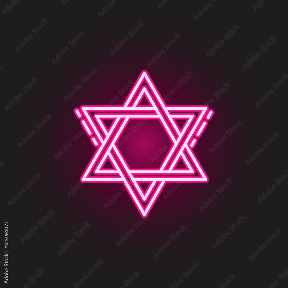 Poster star of david neon style icon. simple thin line, outline vector of judaism icons for ui and ux, webs
