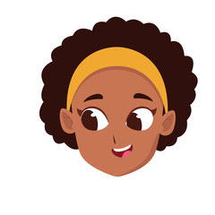 cartoon afro girl face icon, colorful design