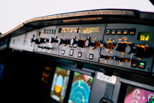 Cockpit Of An Airbus A320 In Cruise From The First Officer Seat