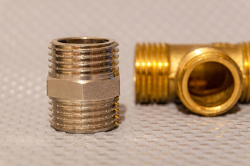 Set of brass fittings is often used for water and gas installations