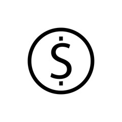 Dollar coin icon vector on white background