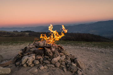 Mountain Busca Volcano with sunset