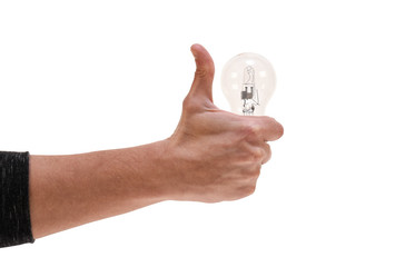 Hand with lamp. Idea concept