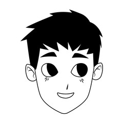 cartoon boy smiling face icon, flat design