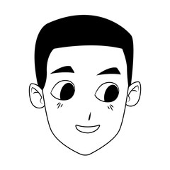 cartoon boy face smiling icon, flat design