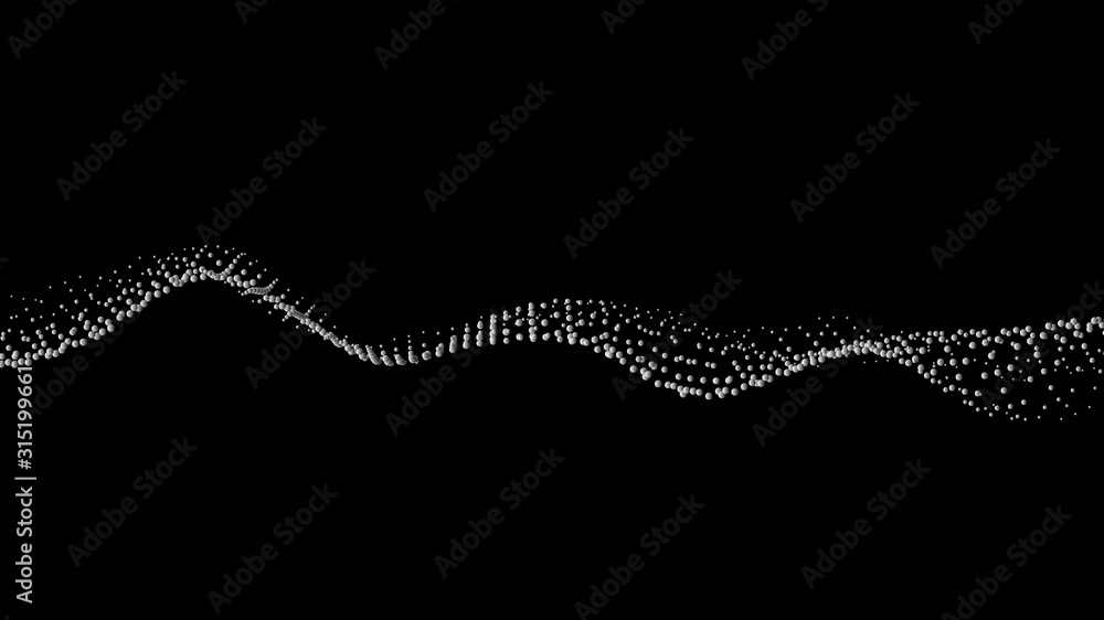 Poster vector abstract futuristic digital landscape with particles dots and stars on horizon. computer geom