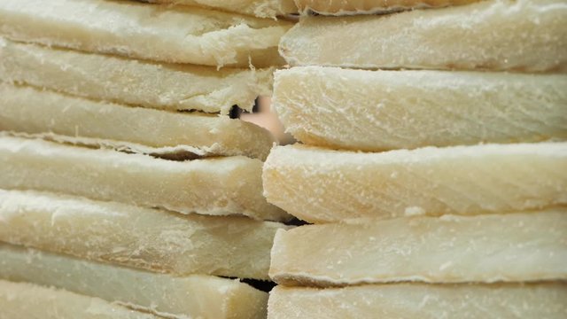 Portugese Bacalhau ,salted codfish or salt cod isolated texture background