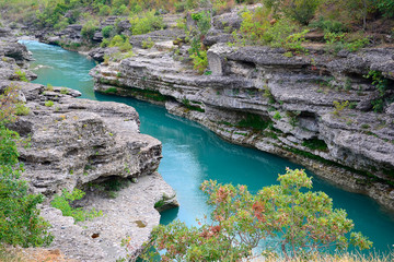 Vjose(Aooc) river in Permet district, Albania.