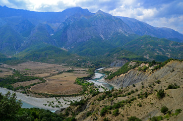 Vjose(Aooc) river in Permet district, Albania.