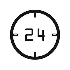Clock with sign 24 hours isolated on white background. Vector illustration