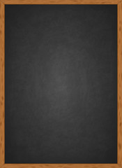 Realistic blank black chalkboard in wooden frame. Rubbed out dirty chalkboard. Background for school or restaurant design, menu. Blackboard isolated over whit background. Clipart vector illustration  © Omeris
