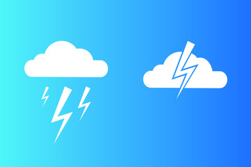 Thunderbolt  and lightning icon isolated on blue background. Vector illustration