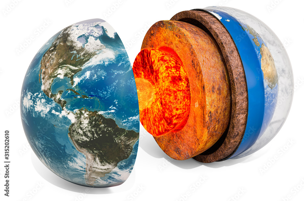 Poster structure of planet earth with atmosphere layer concept, 3d rendering