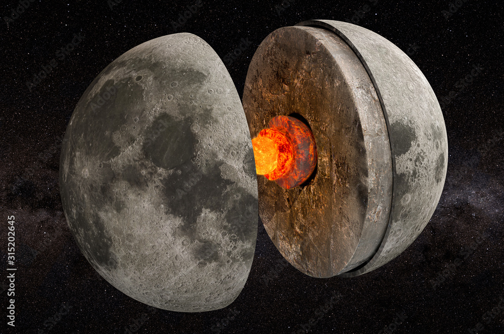 Poster structure of moon in space, 3d rendering