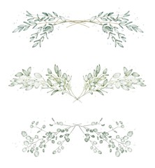 set of floral greenery elements for design, great for wedding invites, anniversary, birthday, greeting cards