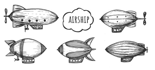 Transport zeppelin and airship set © istry