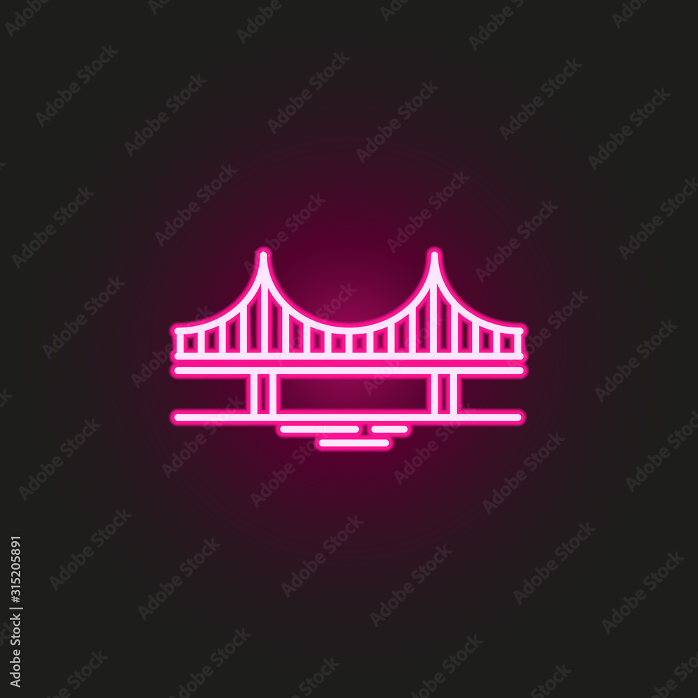 Poster bridge neon style icon. simple thin line, outline vector of landspace icons for ui and ux, website o