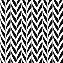 Vector seamless decorative pattern. Weave striped black and white texture. Abstract monochrome background