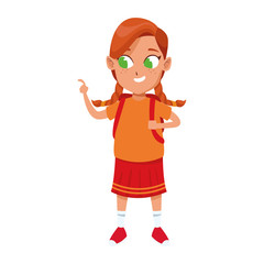 Happy girl standing icon, colorful design