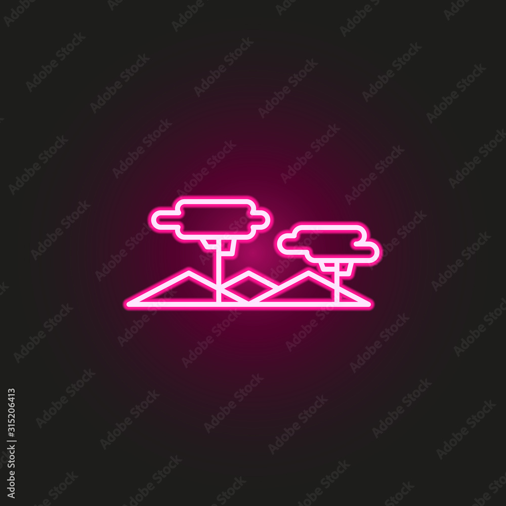 Poster desert neon style icon. simple thin line, outline vector of landspace icons for ui and ux, website o