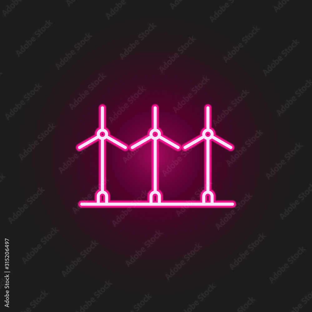 Poster electra windmills neon style icon. simple thin line, outline vector of landspace icons for ui and ux
