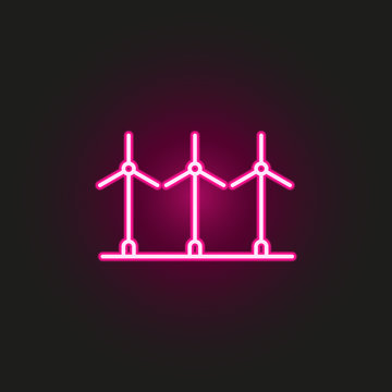 Electra windmills neon style icon. Simple thin line, outline vector of landspace icons for ui and ux, website or mobile application