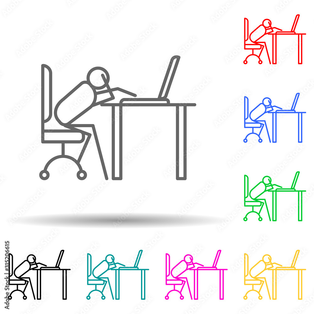 Poster do not work at work outline multi color style icon. simple thin line, outline vector of lazy icons f