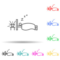 Fototapeta na wymiar sleep away outline multi color style icon. Simple thin line, outline vector of lazy icons for ui and ux, website or mobile application
