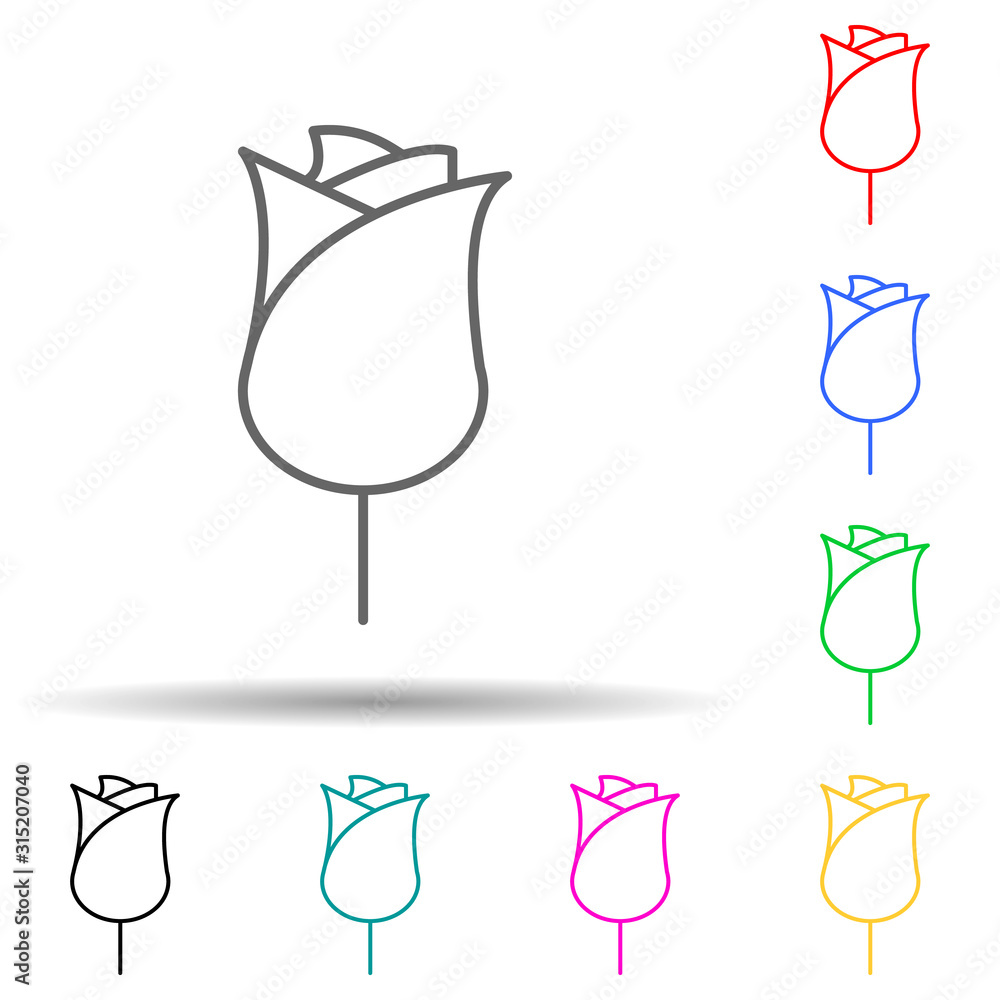 Poster rose multi color style icon. simple thin line, outline vector of leaves and flowers icons for ui and