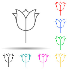 tulip multi color style icon. Simple thin line, outline vector of leaves and flowers icons for ui and ux, website or mobile application