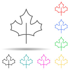 maple leaf multi color style icon. Simple thin line, outline vector of leaves and flowers icons for ui and ux, website or mobile application