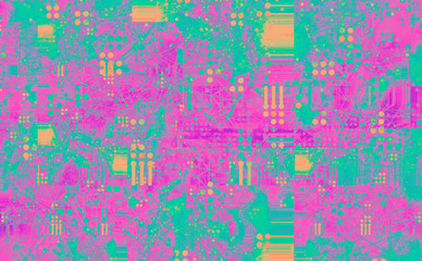 Fototapeta premium Abstract bright background futuristic technology collage design