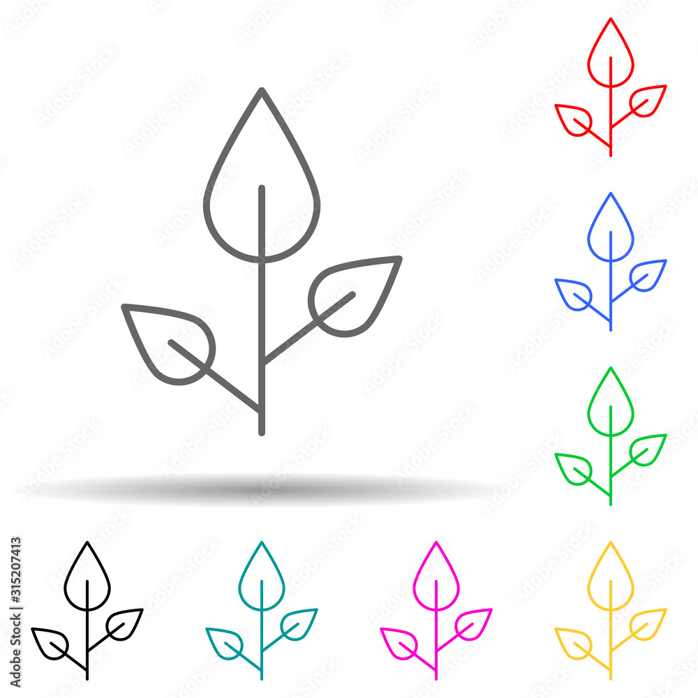 Poster beech multi color style icon. simple thin line, outline vector of leaves and flowers icons for ui an