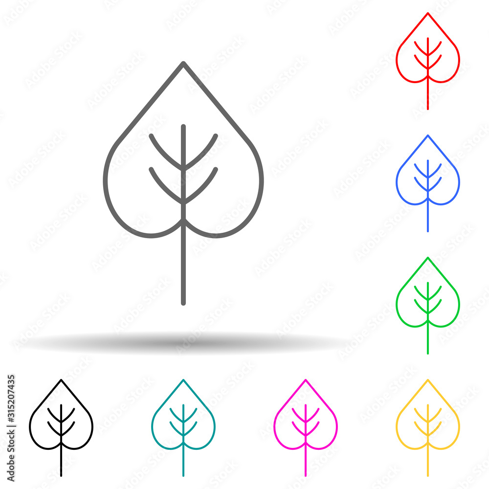 Poster poplar multi color style icon. simple thin line, outline vector of leaves and flowers icons for ui a