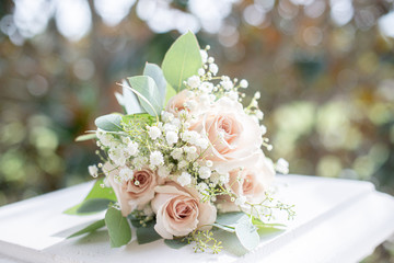 wedding bouquet of white roses