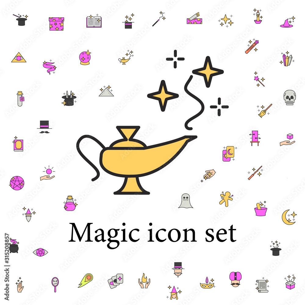 Poster magic lamp icon. magic icons universal set for web and mobile