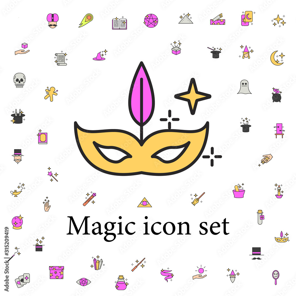 Poster masquerade mask icon. magic icons universal set for web and mobile