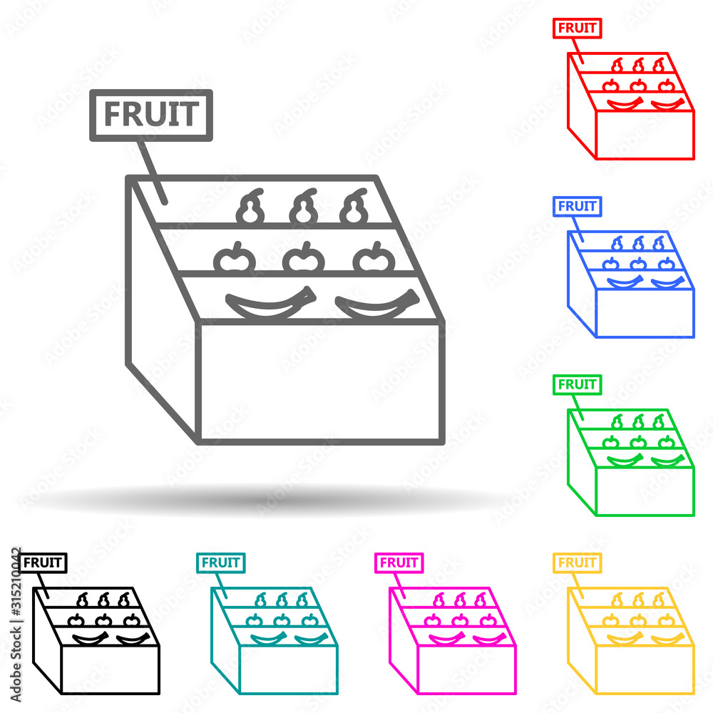 Poster fruit counter multi color style icon. simple thin line, outline vector of mall shopping center icons