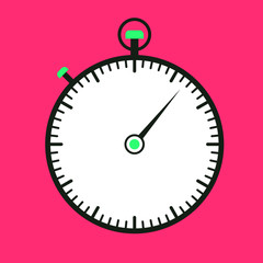 Round stopwatch graphic icon isolated on pink. Sport time record background.