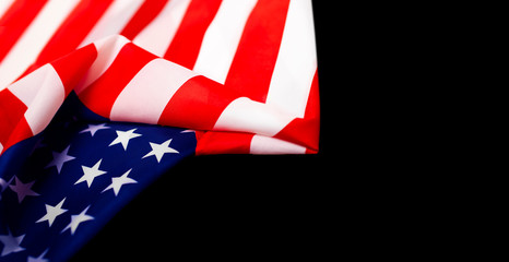Fototapeta na wymiar American flag isolated on black backgroun