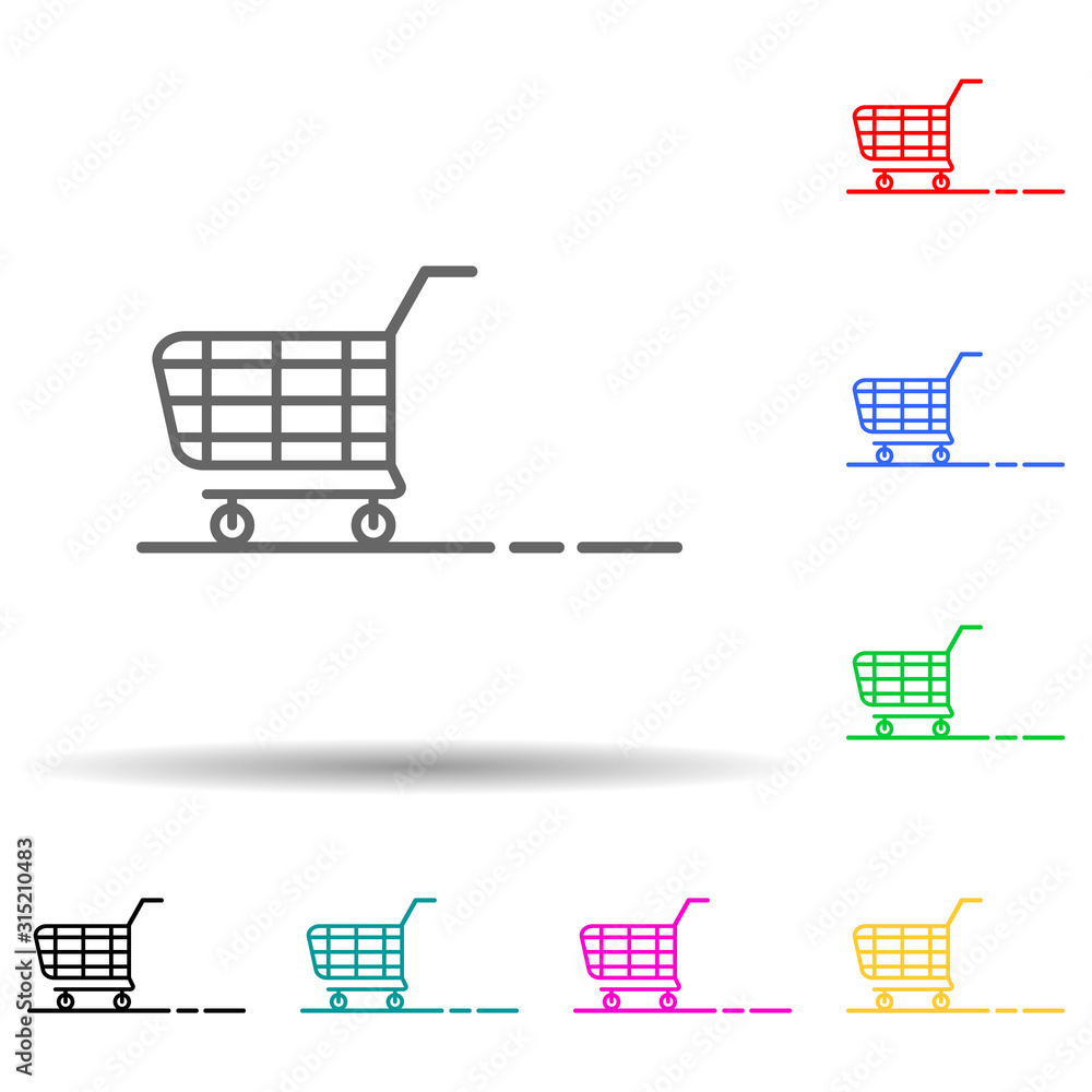 Aufkleber shopping trolley multi color style icon. simple thin line, outline vector of mall shopping center ic
