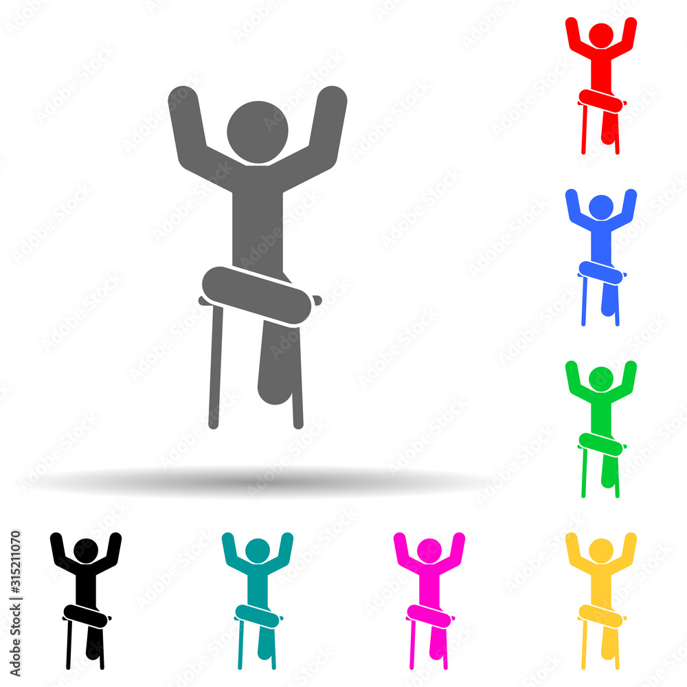 Aufkleber happy, man multi color style icon. simple glyph, flat vector of man sitting on icons for ui and ux, 