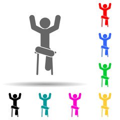 Happy, man multi color style icon. Simple glyph, flat vector of man sitting on icons for ui and ux, website or mobile application