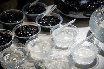 Bowls with jelly chinese dessert