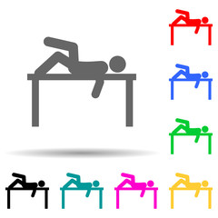 Lying, man, table multi color style icon. Simple glyph, flat vector of man sitting on icons for ui and ux, website or mobile application