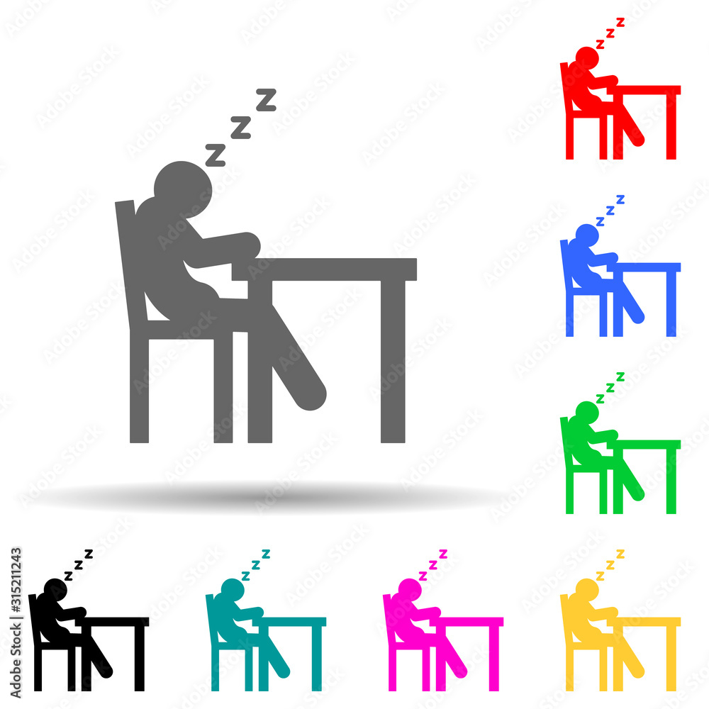 Poster man, sleeping multi color style icon. simple glyph, flat vector of man sitting on icons for ui and u